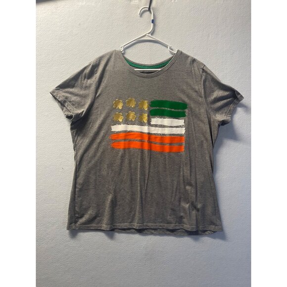 St Patrick’s Day Irish Flag Themed Gold Foil Short Sleeve Woman’s T-Shirt 3XL 22 - Picture 1 of 7